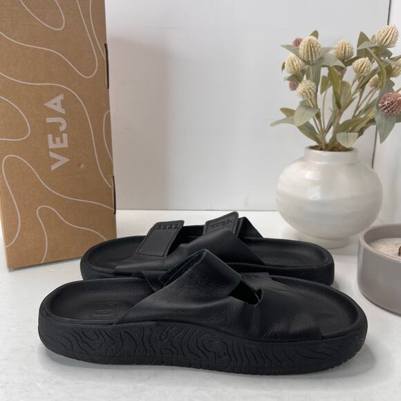 Veja Etna O.T. Leather Hook & Loop Sandal Black Women's 8M/Men's 6/EU 39 - Picture 6 of 10